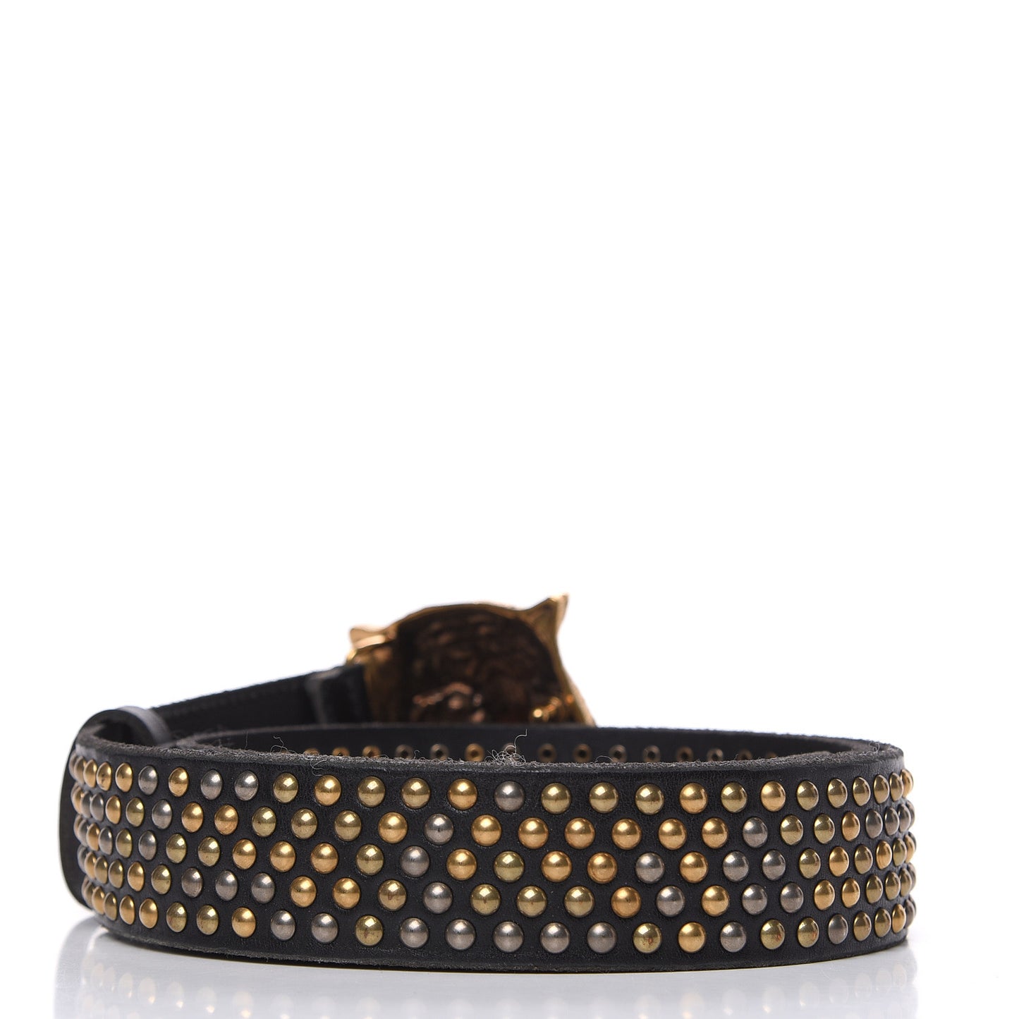 Calfskin Studded Feline Belt 110 44 Black