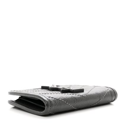 Saint Laurent Crinkled Calfskin Matelasse Monogram Niki Card Holder Black 4 of 8