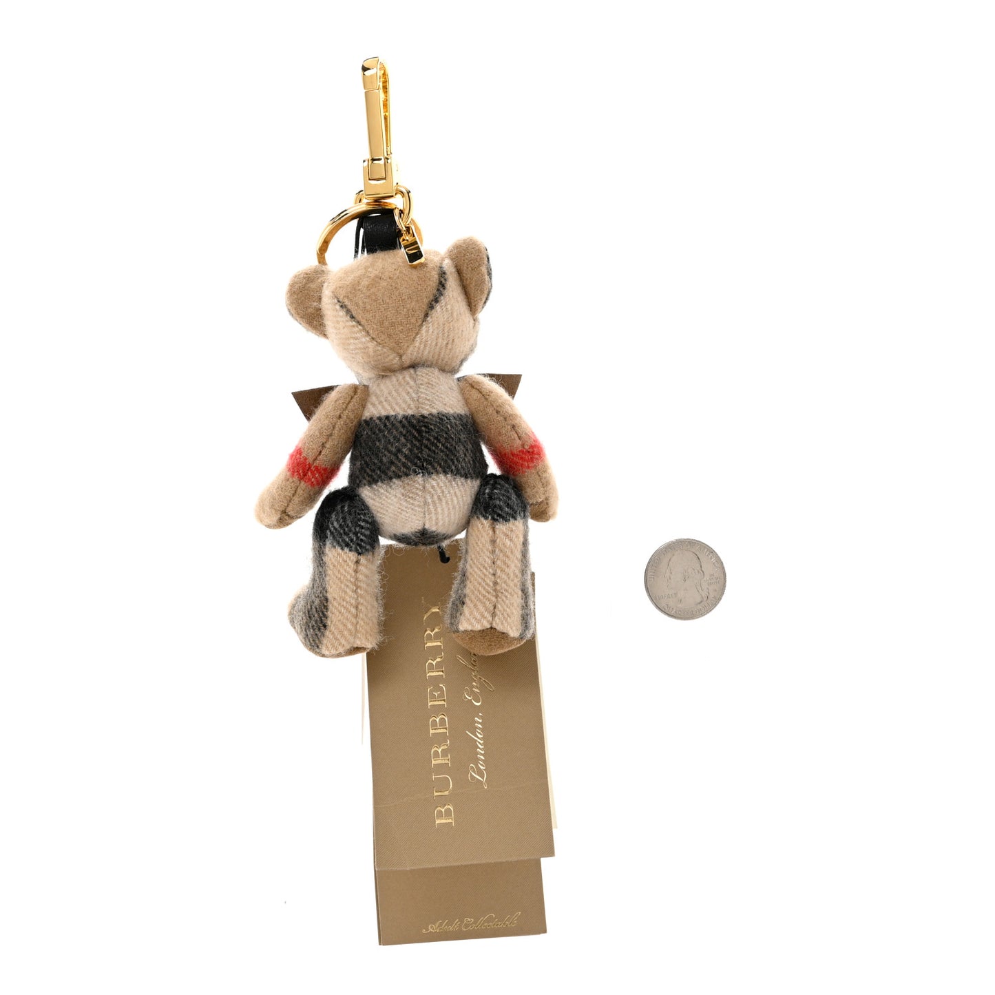 Cashmere Vintage Check Thomas Bear Bag Charm Camel