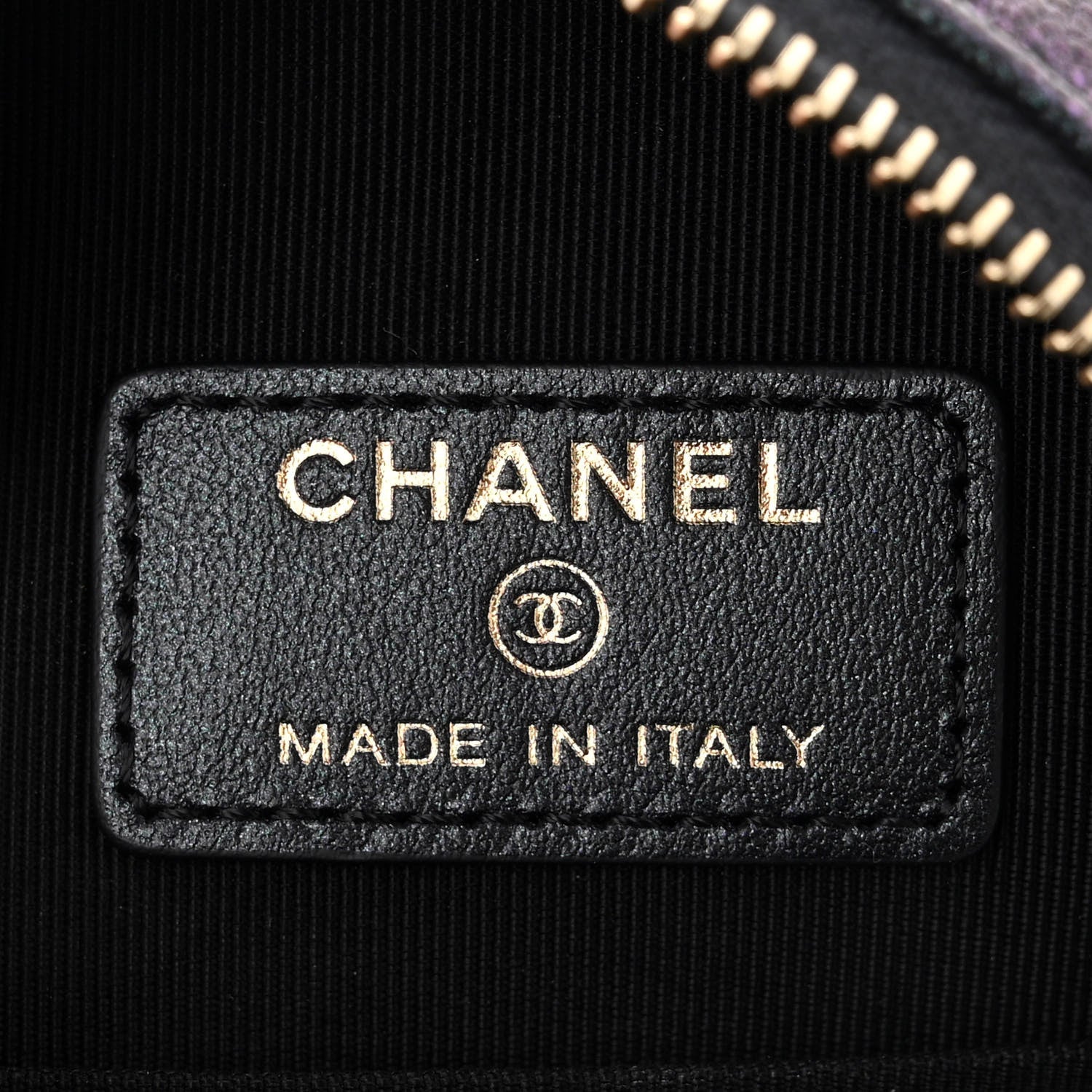 Chanel Iridescent Caviar Quilted Round Clutch With Chain Black 6 of 10