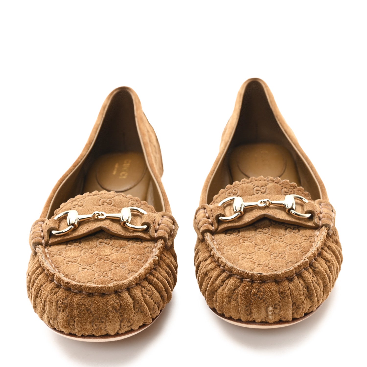 Gucci Suede Micro GG Horsebit Womens Kensington Moccasin Loafers 37 Cuoio 3 of 10