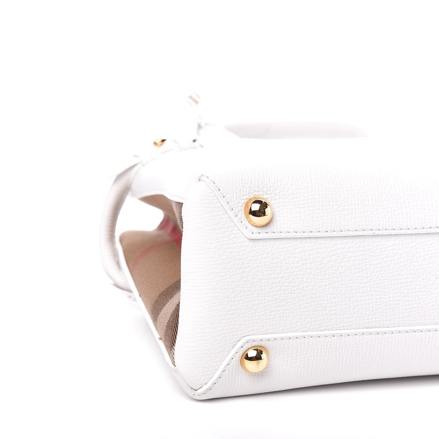 Grainy Calfskin House Check Small Banner Tote Chalk White