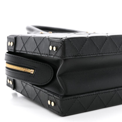 Chanel Calfskin Quilted Studded Square Vanity Case Black 9 of 10