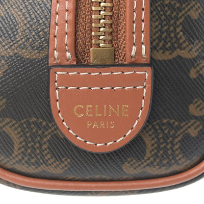 Celine Triomphe Canvas Calfskin Mini Boston Bag Tan 6 of 10