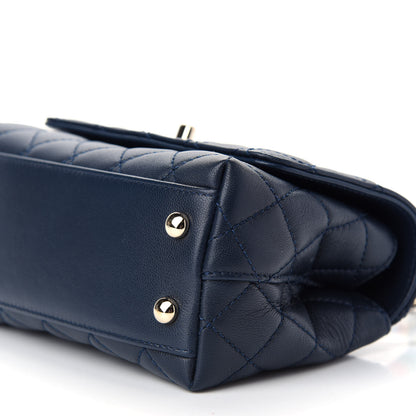 Chanel Goatskin Quilted Extra Mini Rainbow Coco Handle Flap Navy Blue 9 of 11