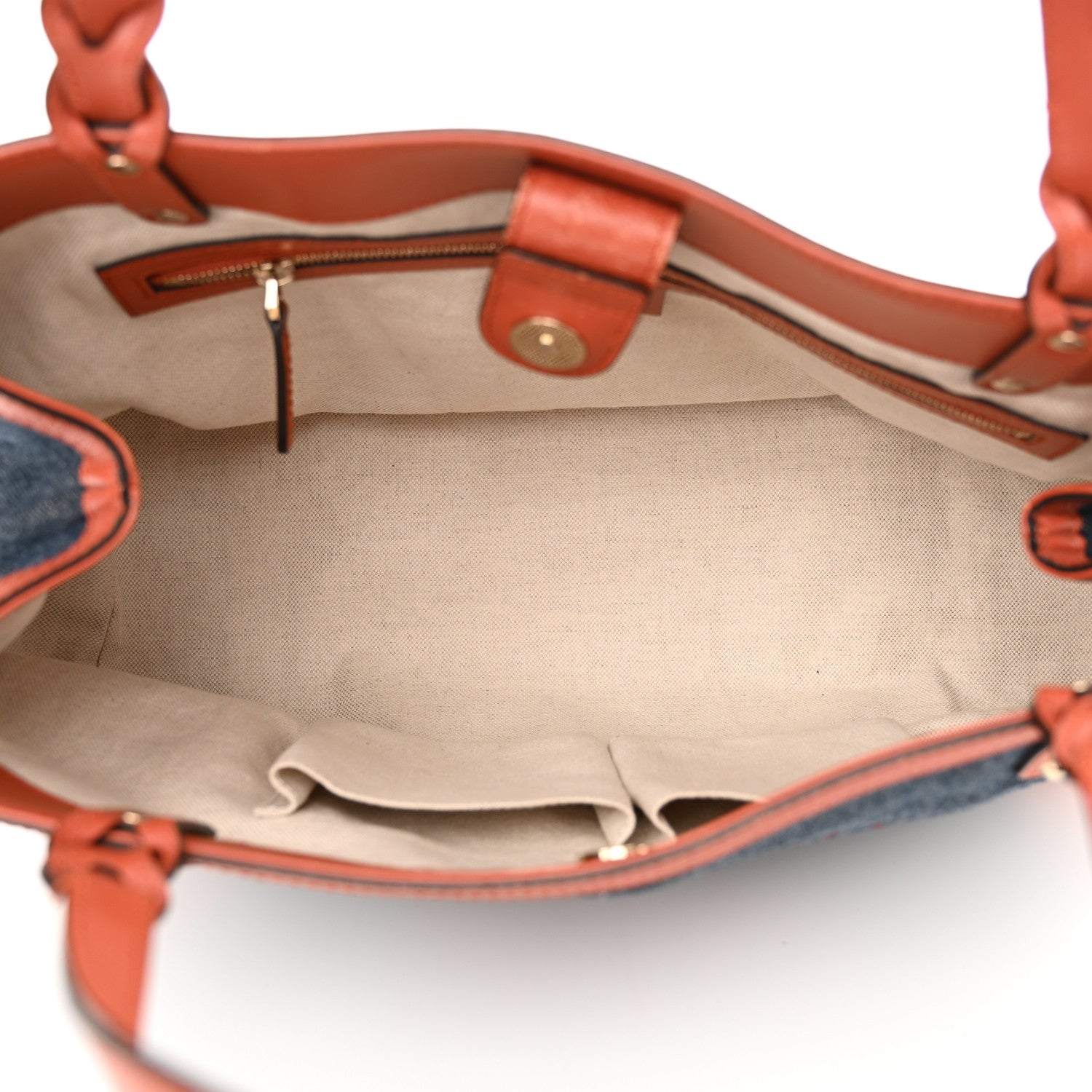 Gucci Denim Calfskin Tote Orange 5 of 17
