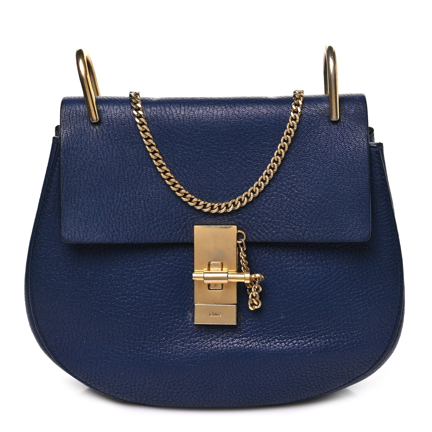 Grained Lambskin Drew Shoulder Bag Royal Navy