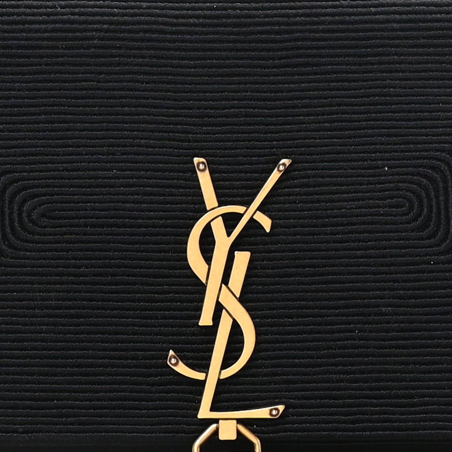 Satin Woven Monogram Kate Tassel Chain Wallet Black