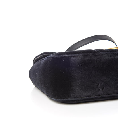 Gucci Velvet Matelasse Medium GG Marmont Shoulder Bag Black 5 of 12
