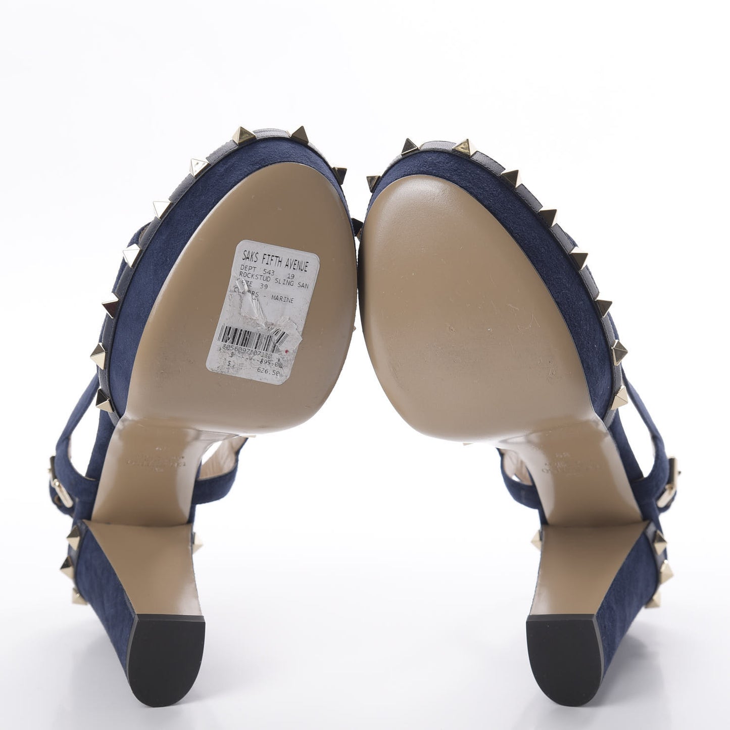 Suede Rockstud Slingback 75/105mm Platform Sandals 39 Marine