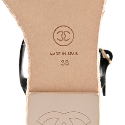 Chanel Satin Grosgrain CC Espadrilles Wedges 38 Black 8 of 9
