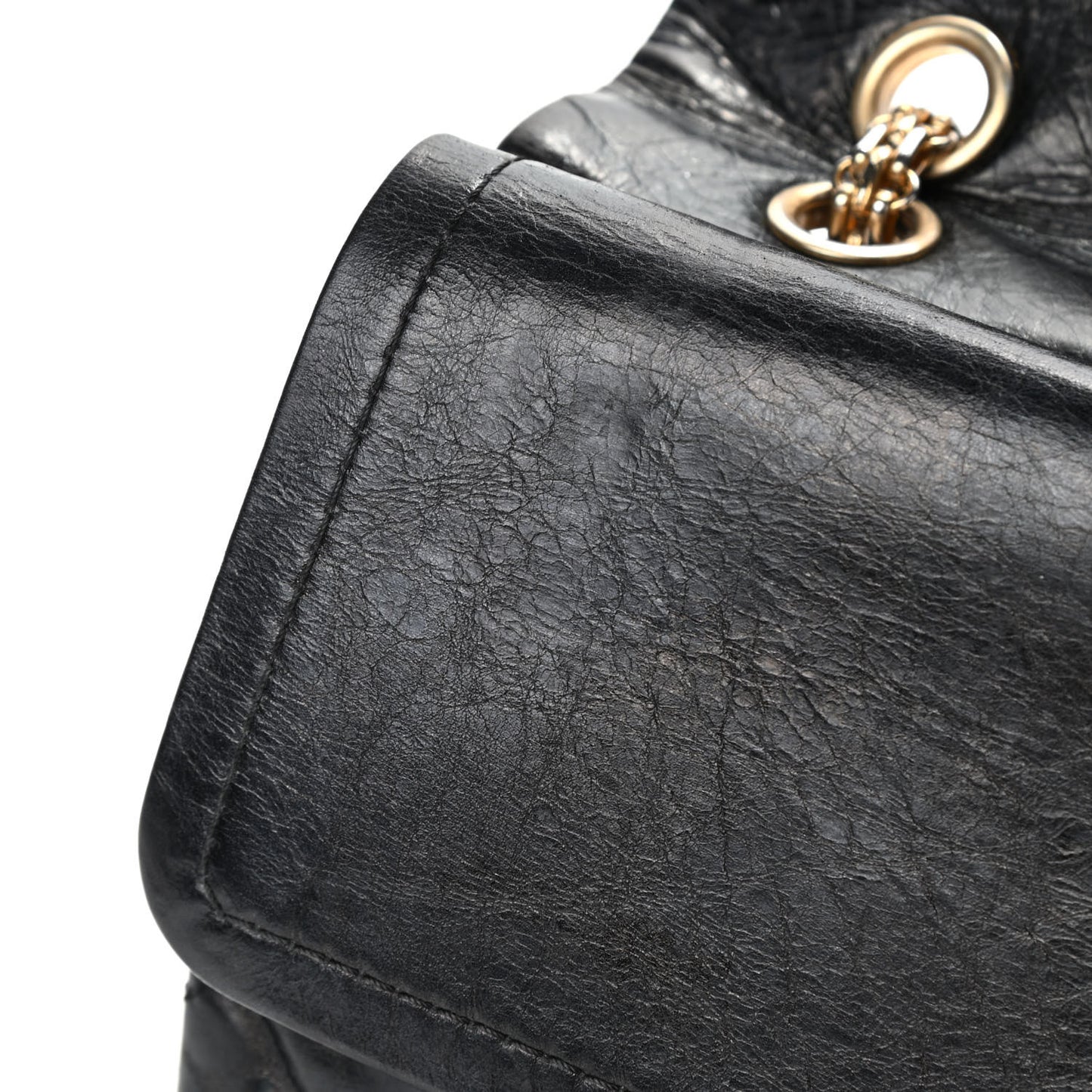 Glazed Aged Calfskin Quilted 2.55 Reissue 227 Flap Black