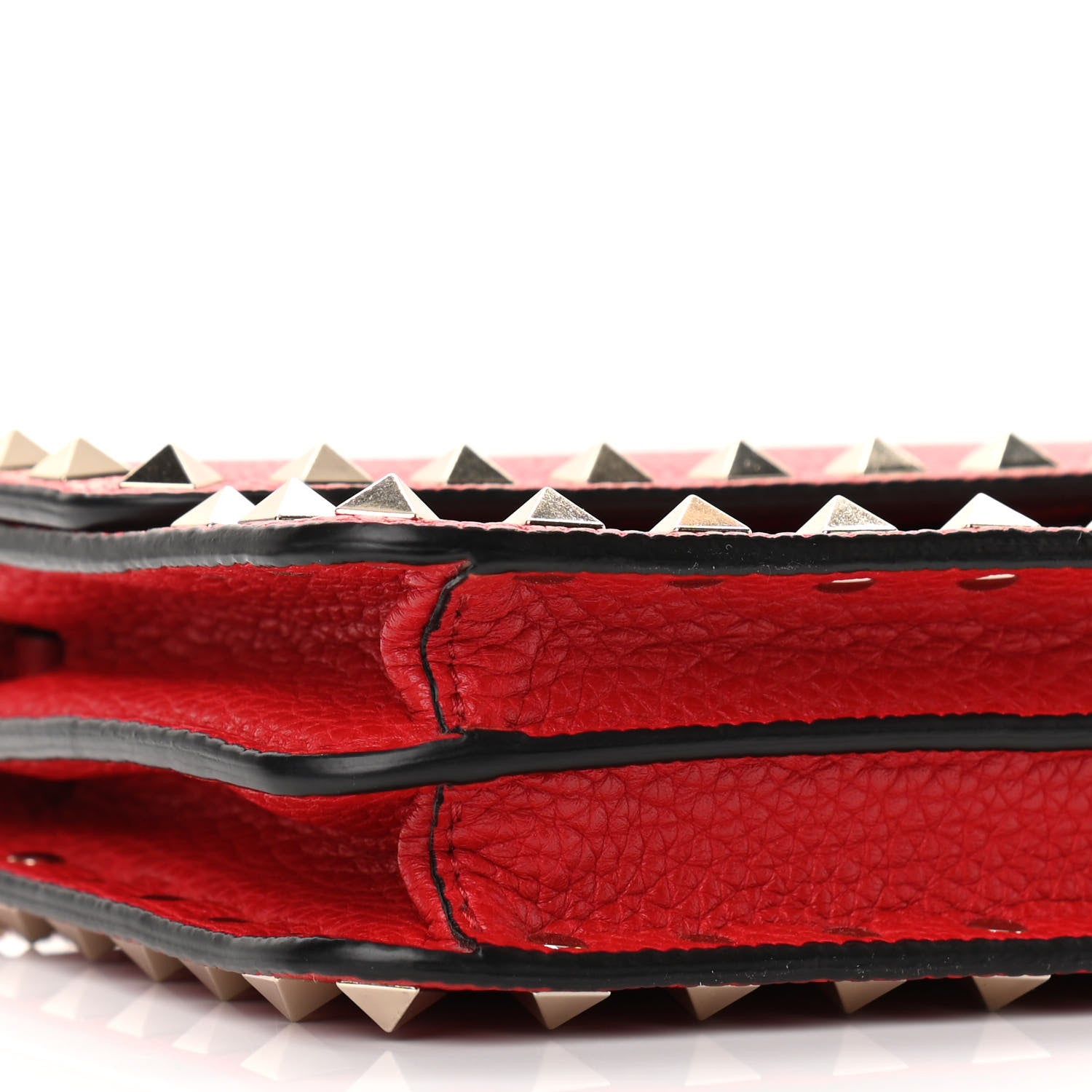 Valentino Garavani Pebbled Calfskin Rockstud Flap Wallet On Chain Rouge Pur 8 of 9