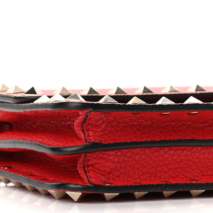 Valentino Garavani Pebbled Calfskin Rockstud Flap Wallet On Chain Rouge Pur 8 of 9