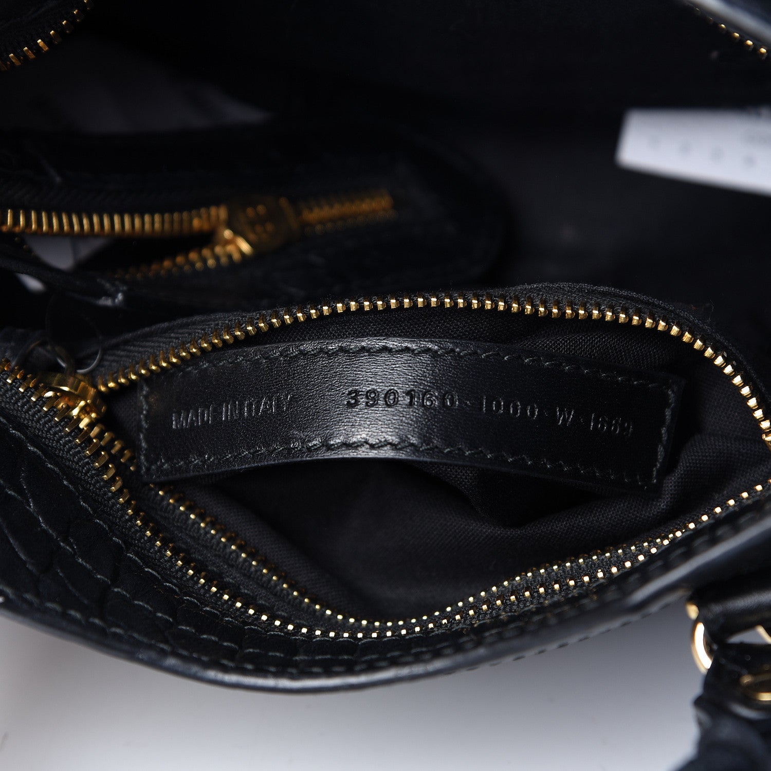 Balenciaga Calfskin Crocodile Embossed Gold Metallic Edge Hardware Mini City Black 7 of 10