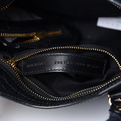 Balenciaga Calfskin Crocodile Embossed Gold Metallic Edge Hardware Mini City Black 7 of 10