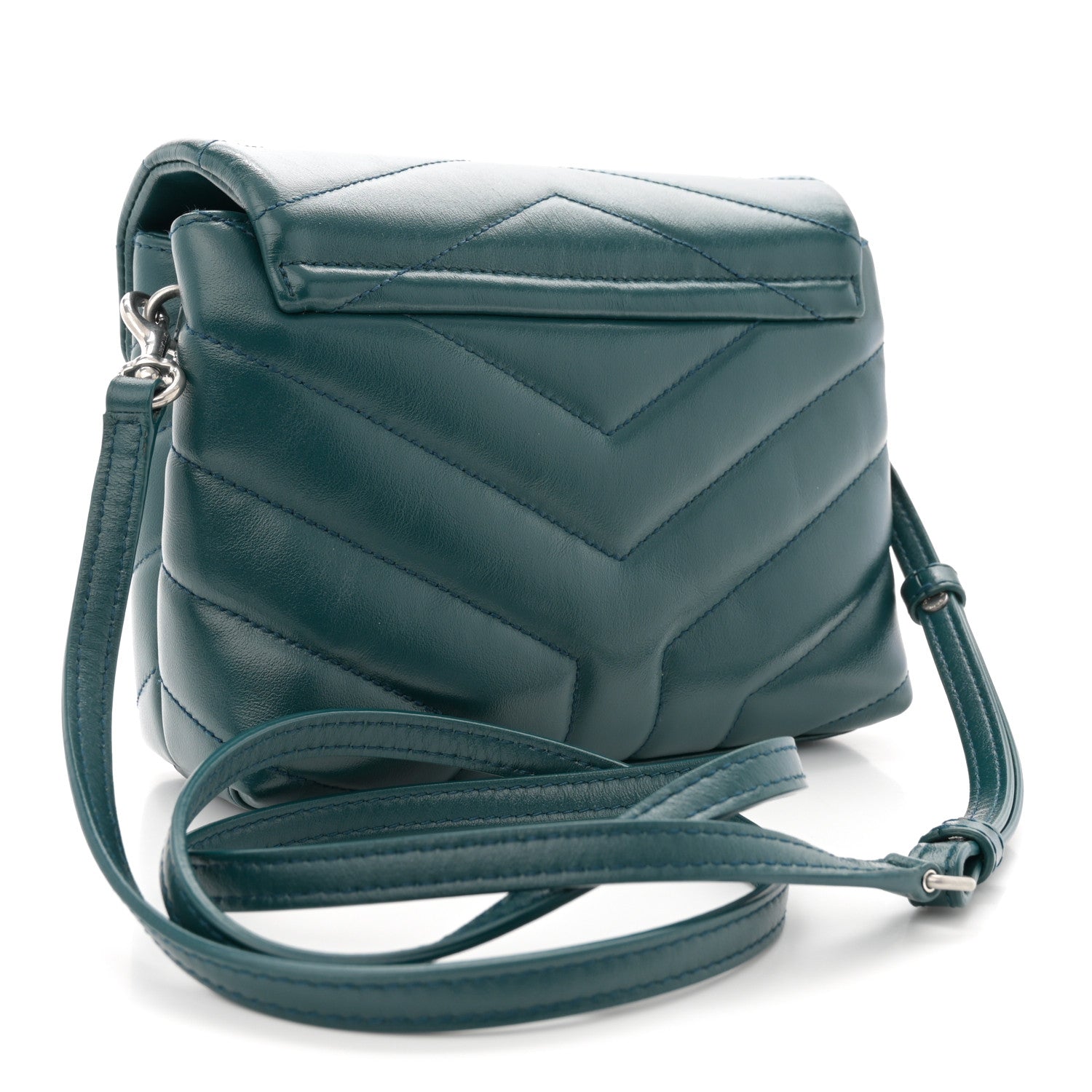 Saint Laurent Calfskin Y Quilted Monogram Toy Loulou Satchel Dark Turquoise 3 of 11