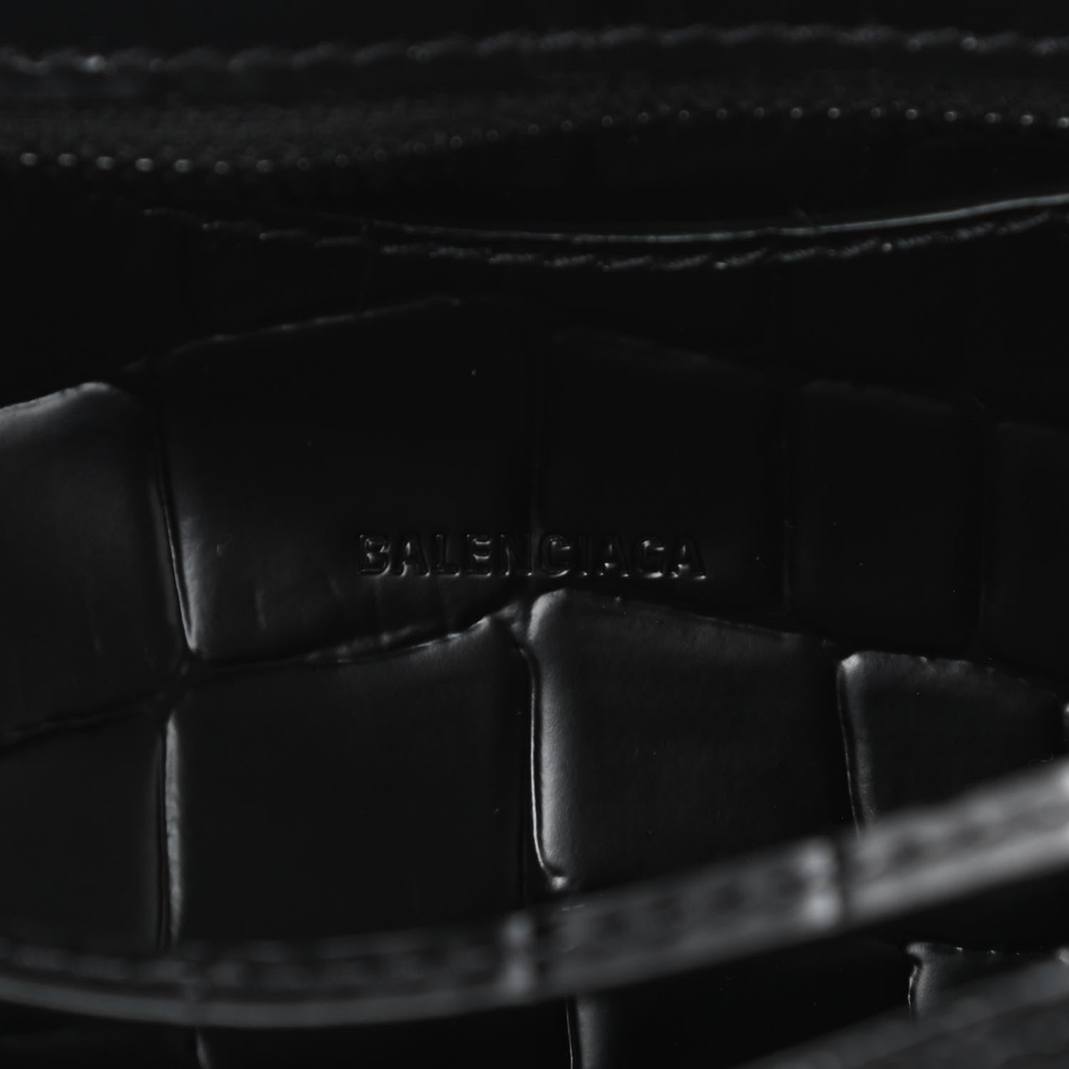 Balenciaga Semi Shiny Calfskin Crocodile Embossed Neo Classic Black Hardware Mini City Black 6 of 10