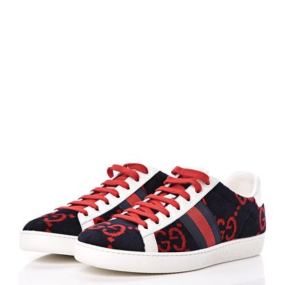 Gucci Terry Cloth GG Monogram Web Womens Ace Sneakers 37.5 Blue Red 3 of 9