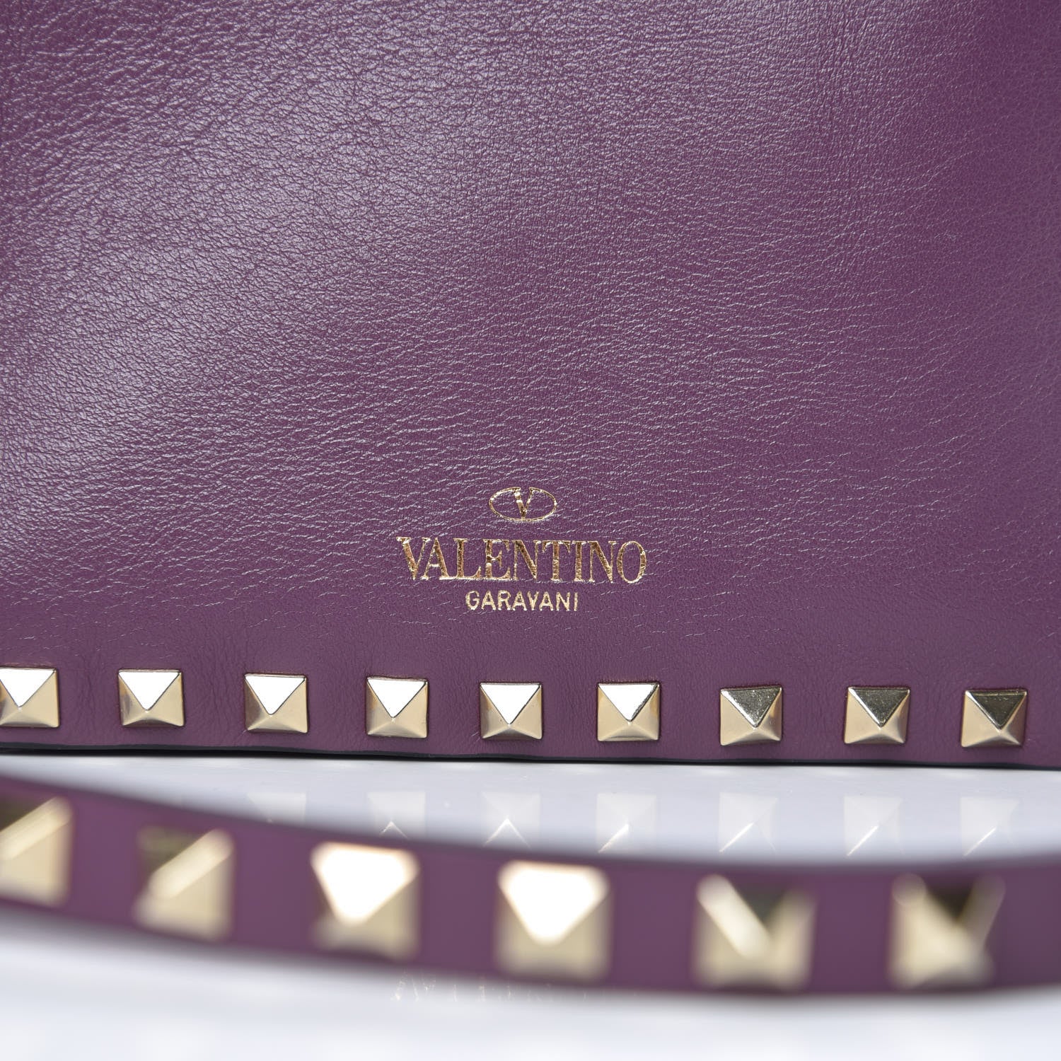 Valentino Garavani Calfskin Rockstud Camera Crossbody Bag Purple 10 of 10