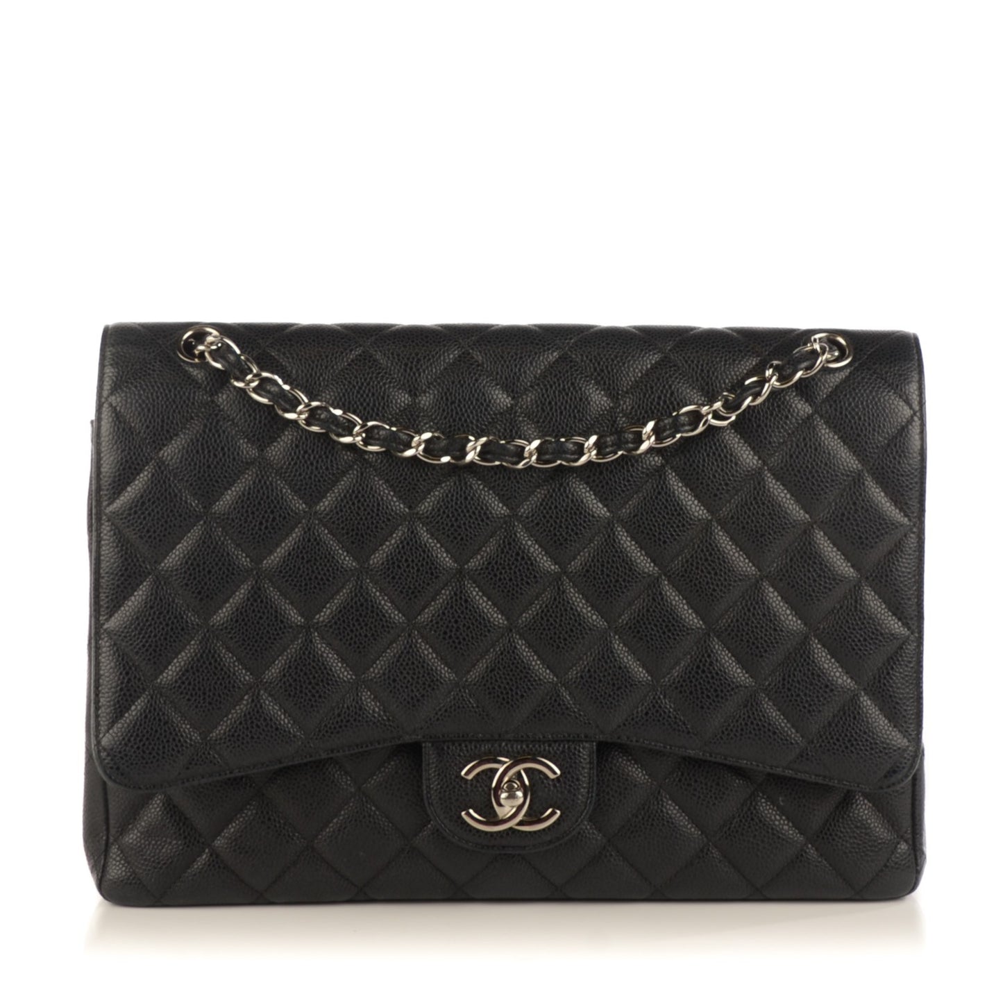 Caviar Quilted Maxi Double Flap Black