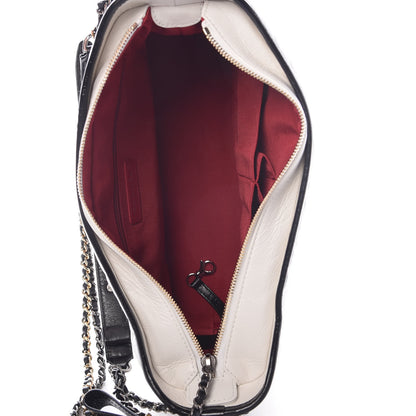 Chanel Aged Calfskin Quilted Medium Gabrielle Hobo Black White 6 of 8