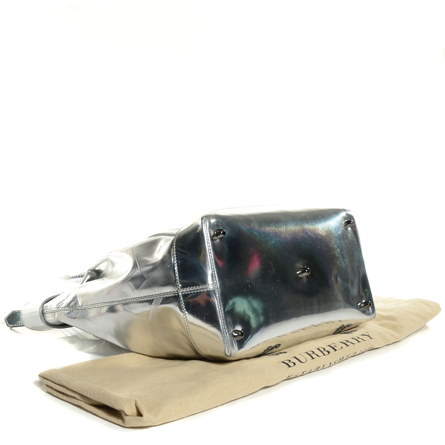 Patent Check Embossed Ember Tote Silver