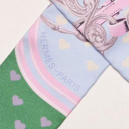 Hermes Silk Brides De Gala Love Twilly Bleu Ciel Parme Vert 3 of 6
