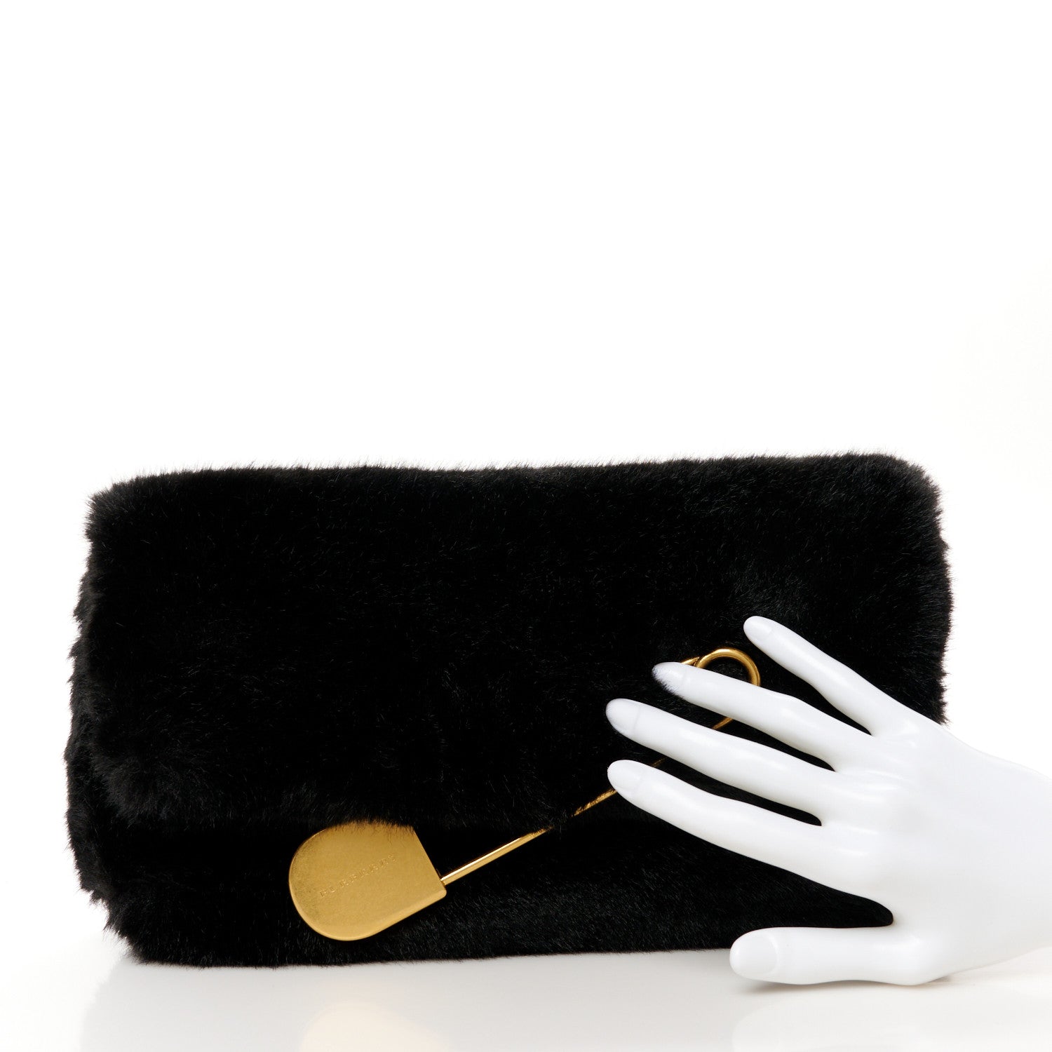 Burberry Faux Fur Pin Clutch Black 2 of 8