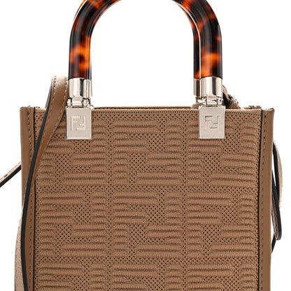 Fendi Technical Fabric Vitello Ceylon Plexiglass FF Mini Fendi Sunshine Shopper Tote Sand 8 of 12