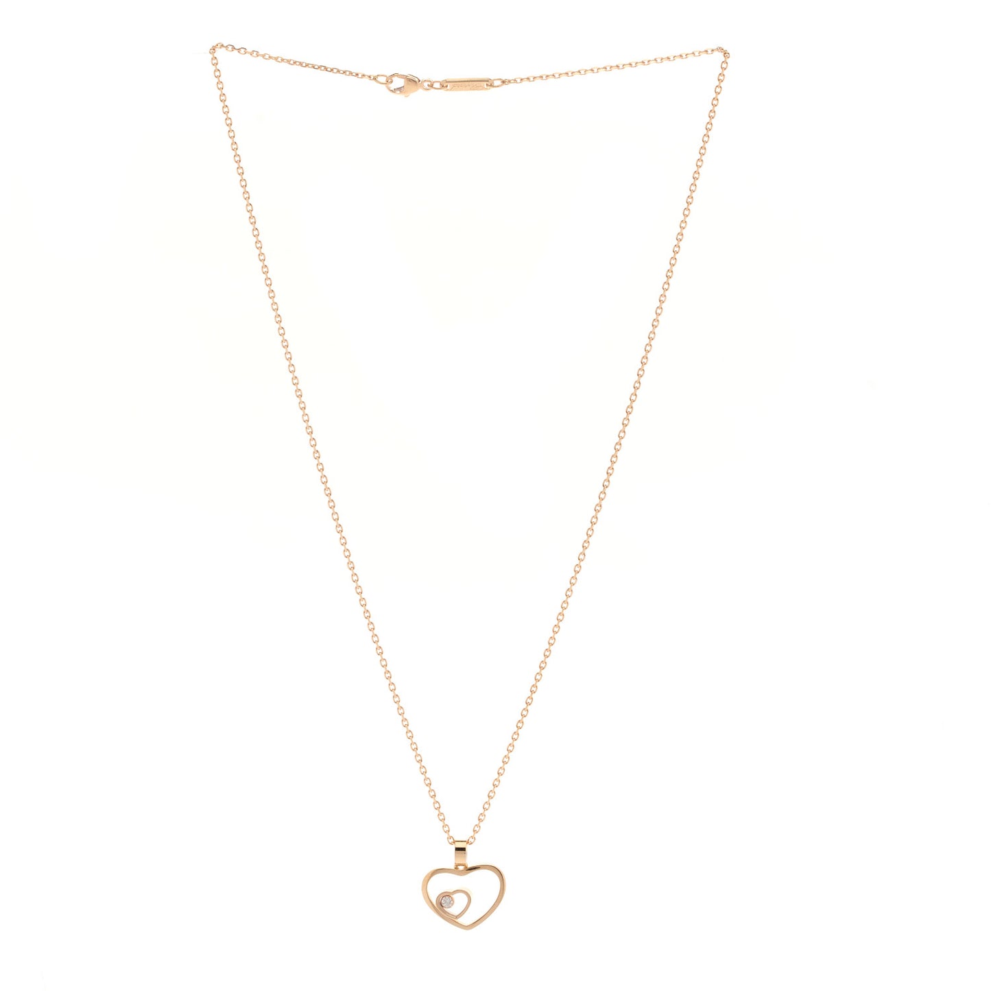 18K Rose Gold Diamond Double Heart Pendant Necklace