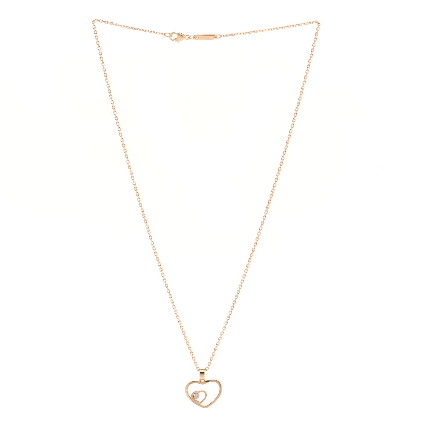Chopard 18K Rose Gold Diamond Double Heart Pendant Necklace 3 of 5