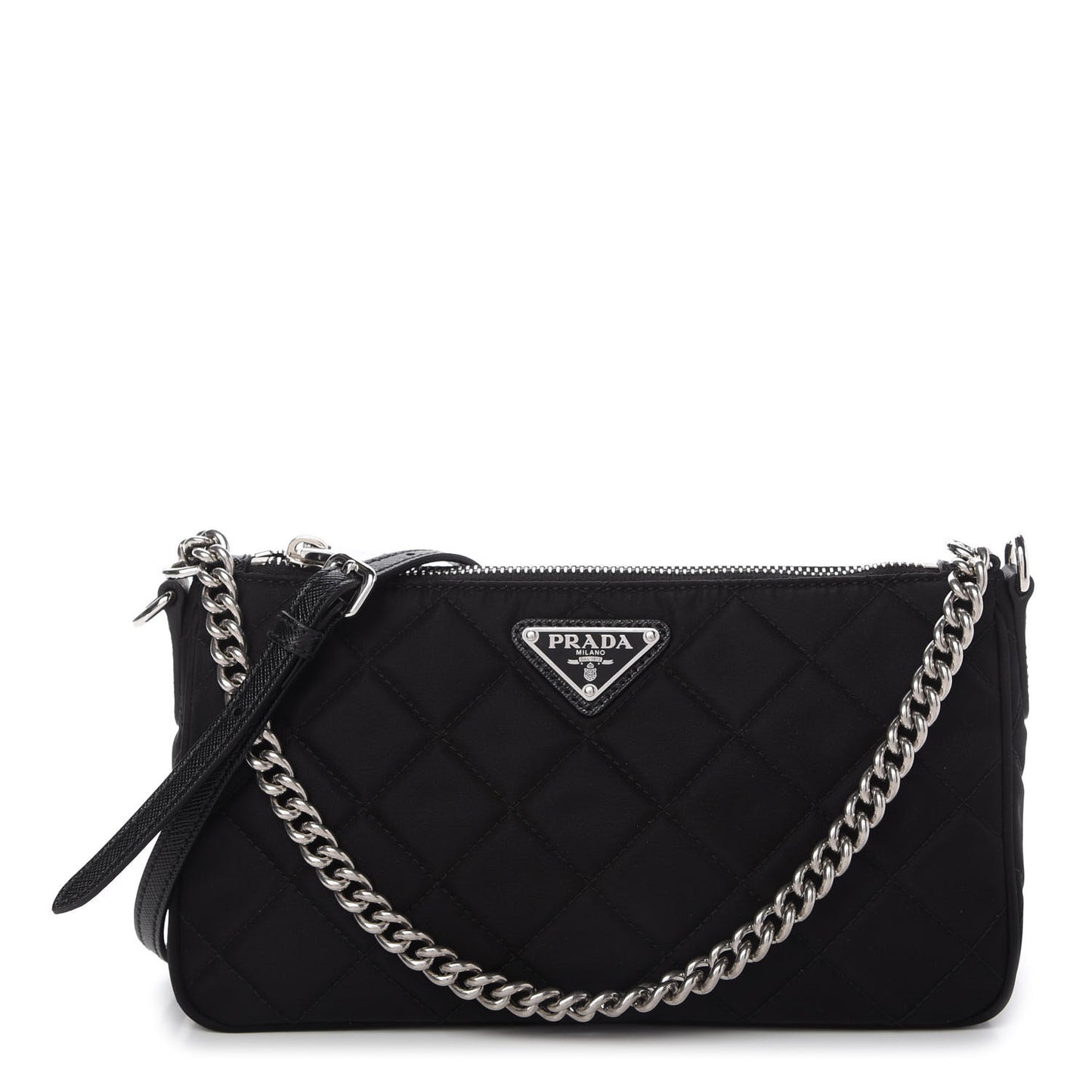 Nylon Tessuto Impuntu Quilted Crossbody Bag Black