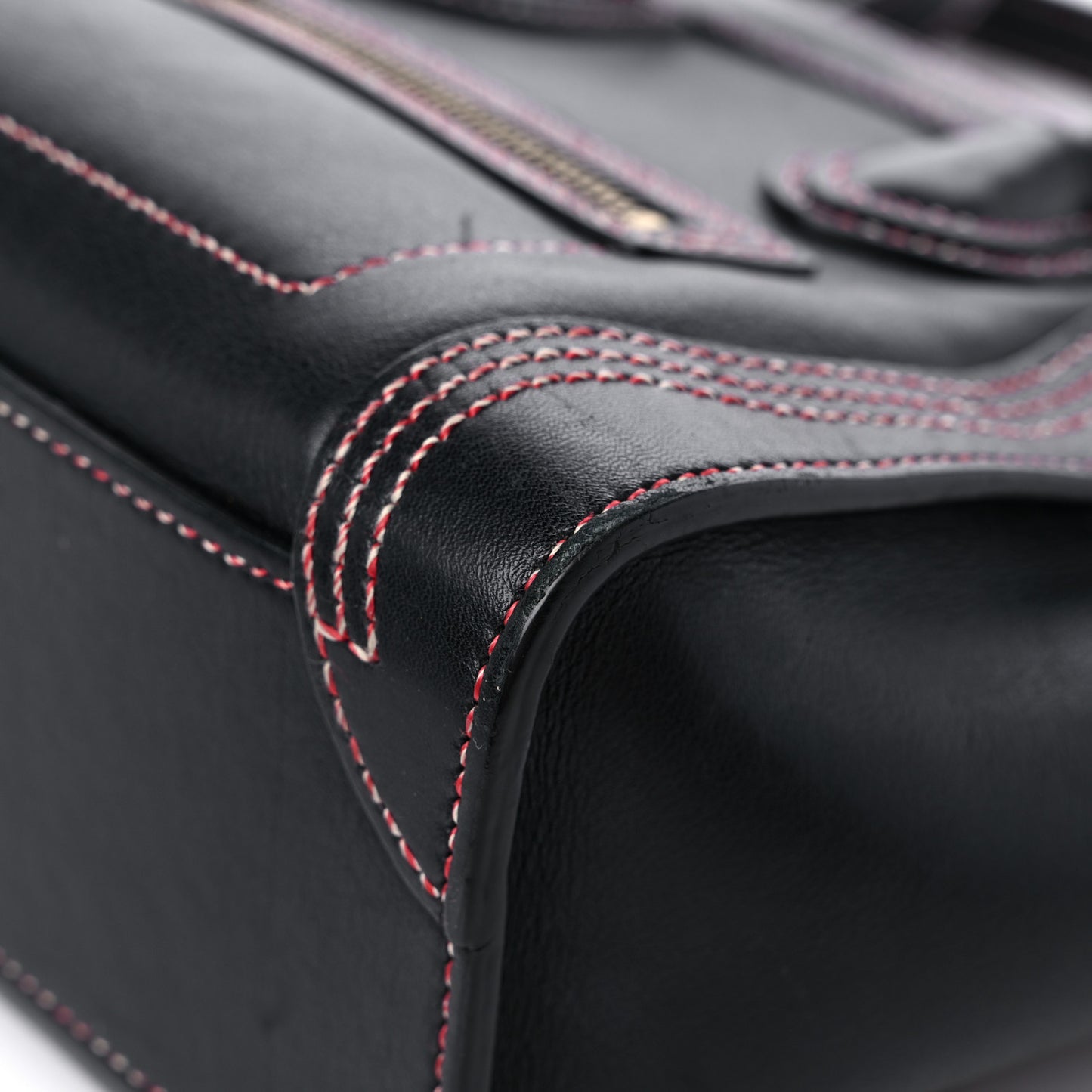 Shiny Smooth Calfskin Stitched Nano Luggage Black Multicolor