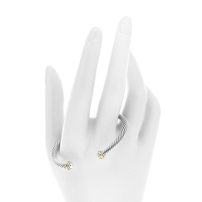David Yurman Sterling Silver 18K Yellow Gold 4mm Cable Classics Bracelet 2 of 4