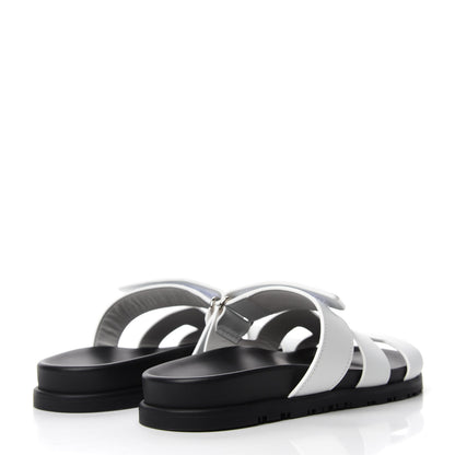 Hermes Calfskin Womens Chypre Sandals 38 White 4 of 9