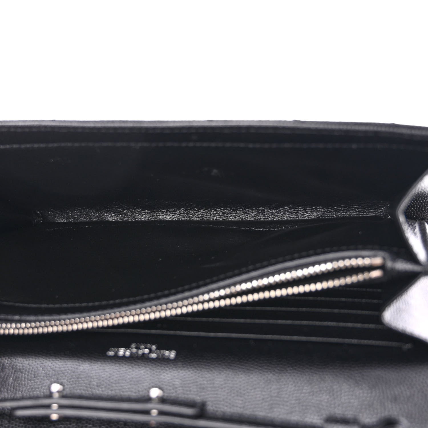 Saint Laurent Grain De Poudre Matelasse Chevron Monogram Chain Wallet Black 5 of 12