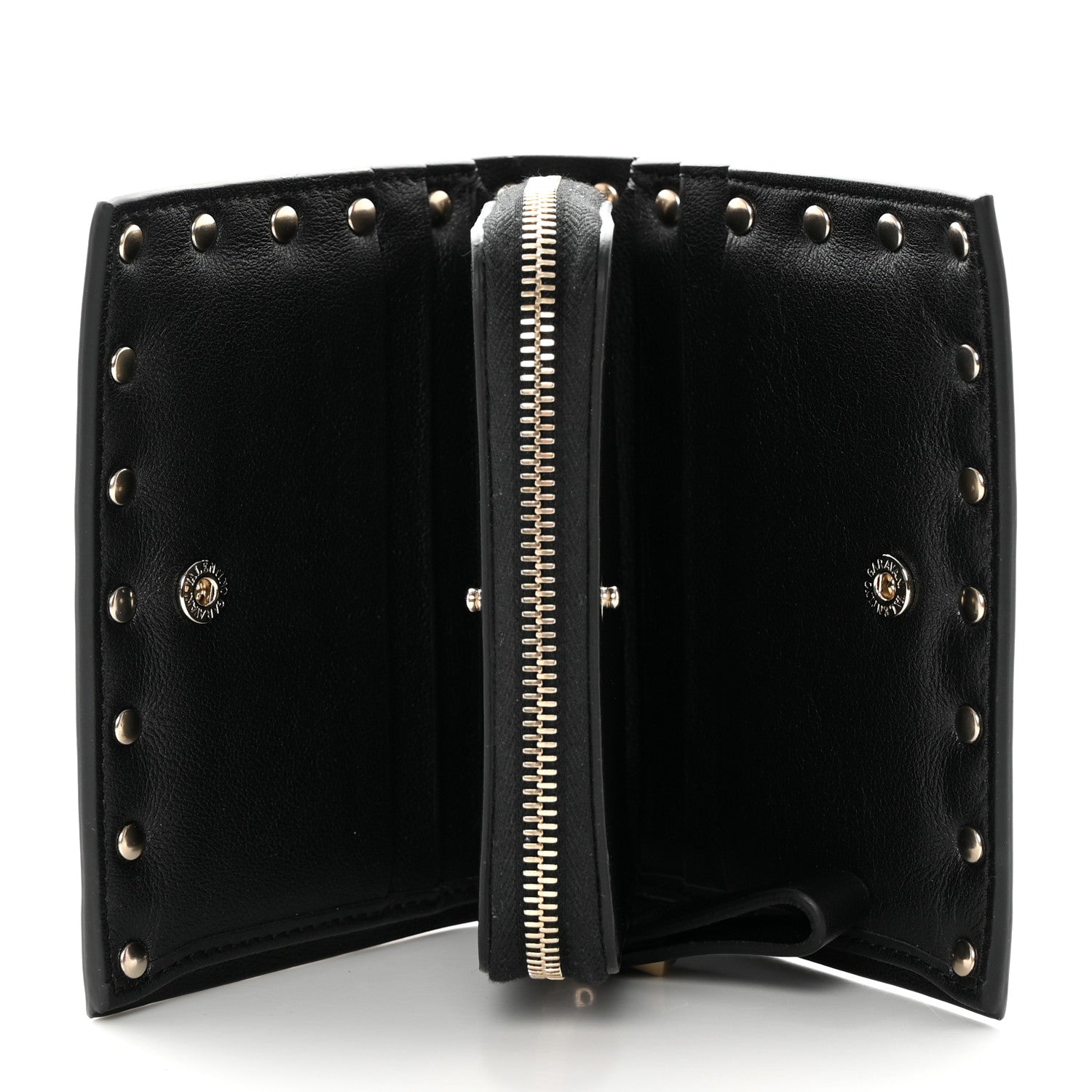 Valentino Garavani Vitello Rockstud Compact Zip Around Wallet Black 5 of 7