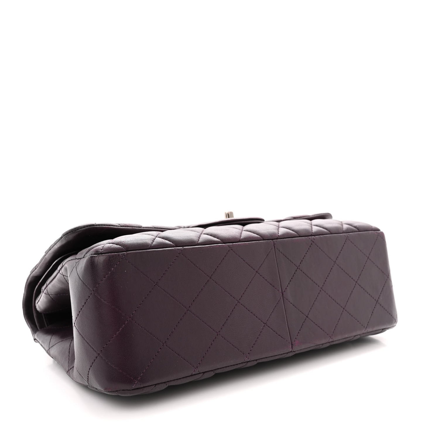 Lambskin Quilted Jumbo Double Flap Purple