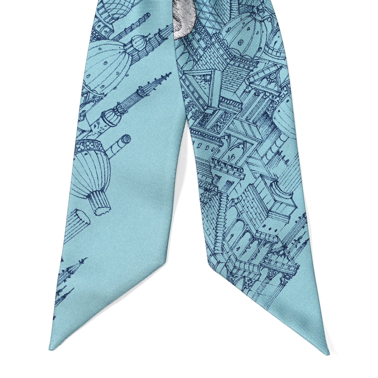 Hermes Silk Twilly Scrunchie Blue 4 of 4