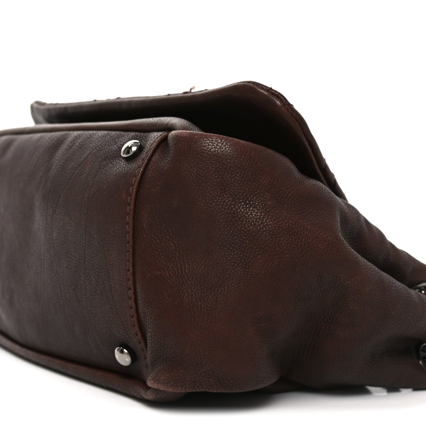 Calfskin Diamond Stitch Accordion Flap Brown