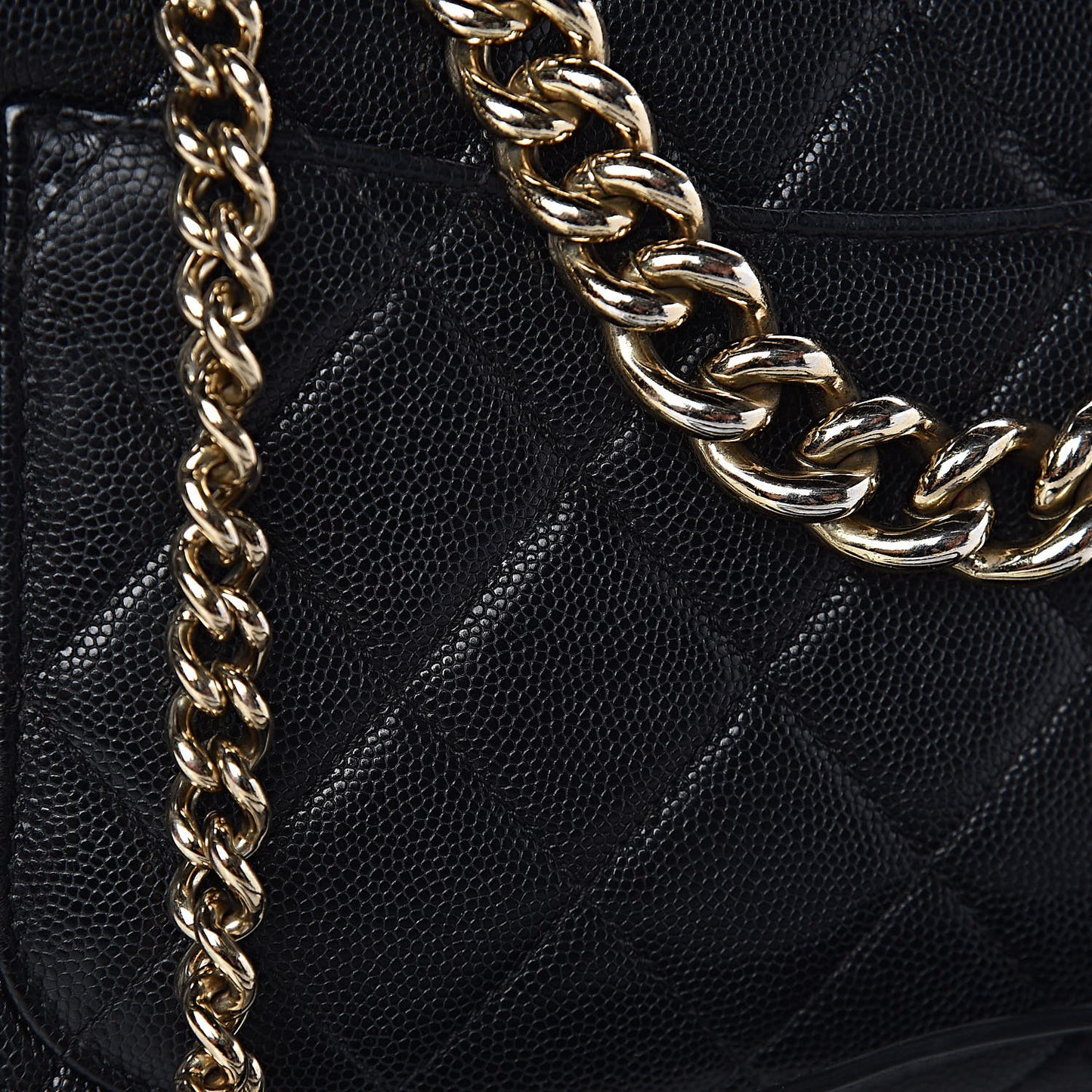 Caviar Quilted Large Studded Flap Black