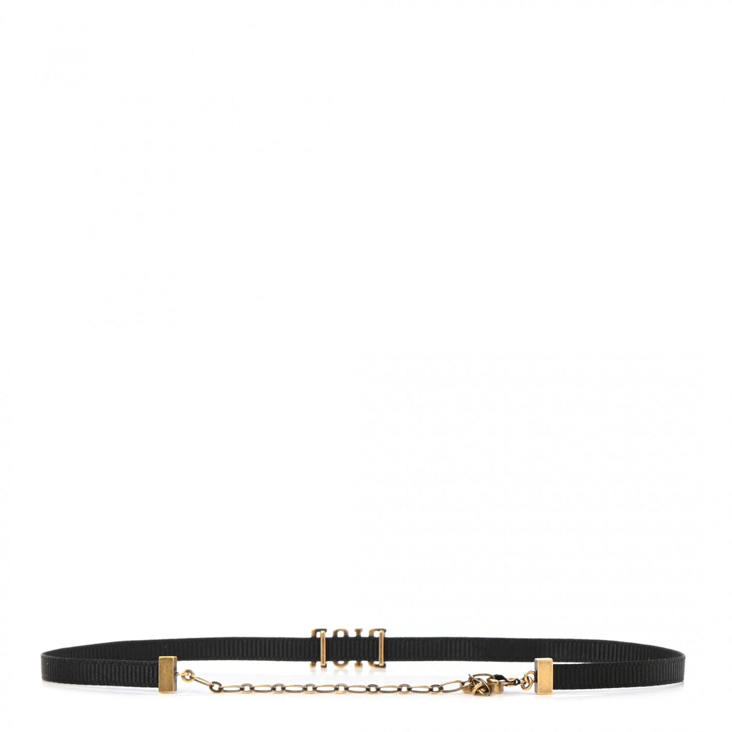 Grosgrain Ribbon Dior Logo Choker Necklace Black