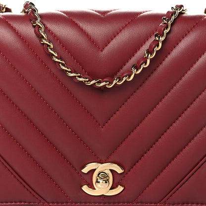 Chanel Calfskin Chevron Quilted Mini Statement Flap Burgundy 8 of 10
