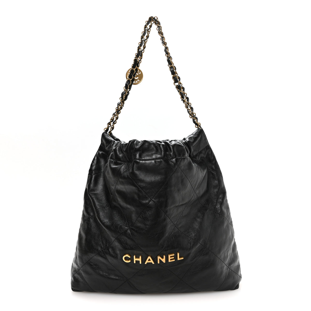 Shiny Calfskin Quilted Small Chanel 22 Black