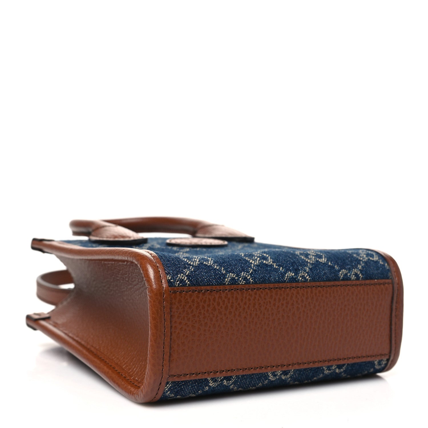 Gucci New Denim GG Monogram Dollar Calfskin Mini Retro Interlocking G Tote Bag Blue Tea Cuir Epilog 4 of 10