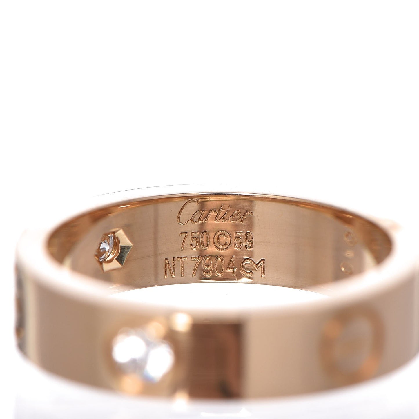 18K Yellow Gold 3 Diamond 5.5mm LOVE Ring 59 8.75
