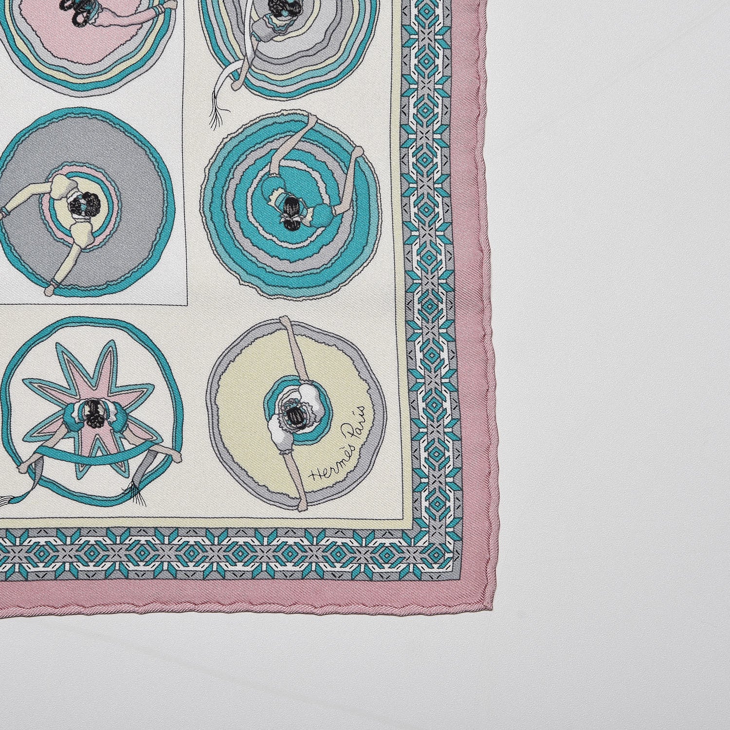Hermes Silk Belles du Mexique Pocket Square Vieux Rose 3 of 6