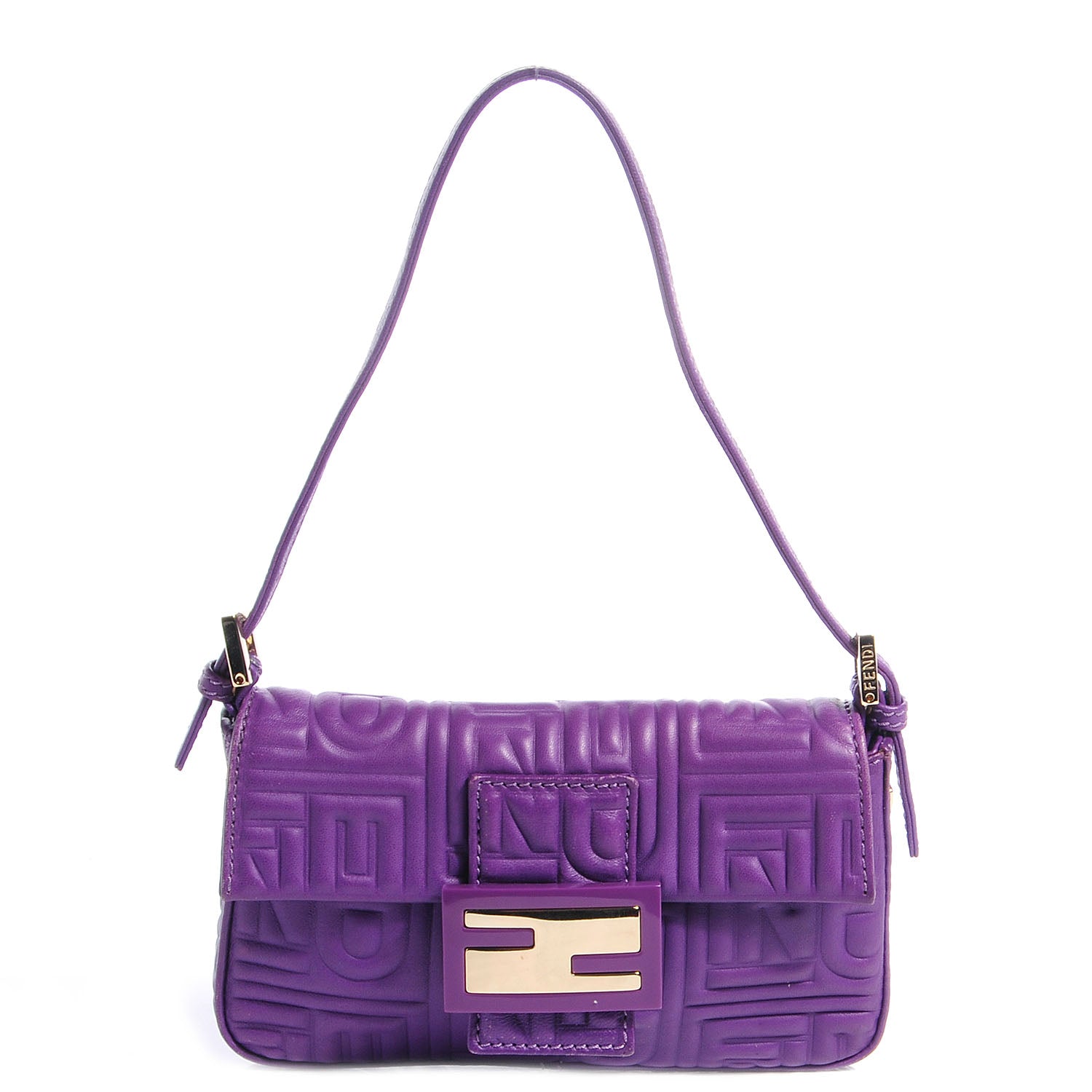 Fendi Nappa Logo Embossed Mini Baguette Purple 1 of 9