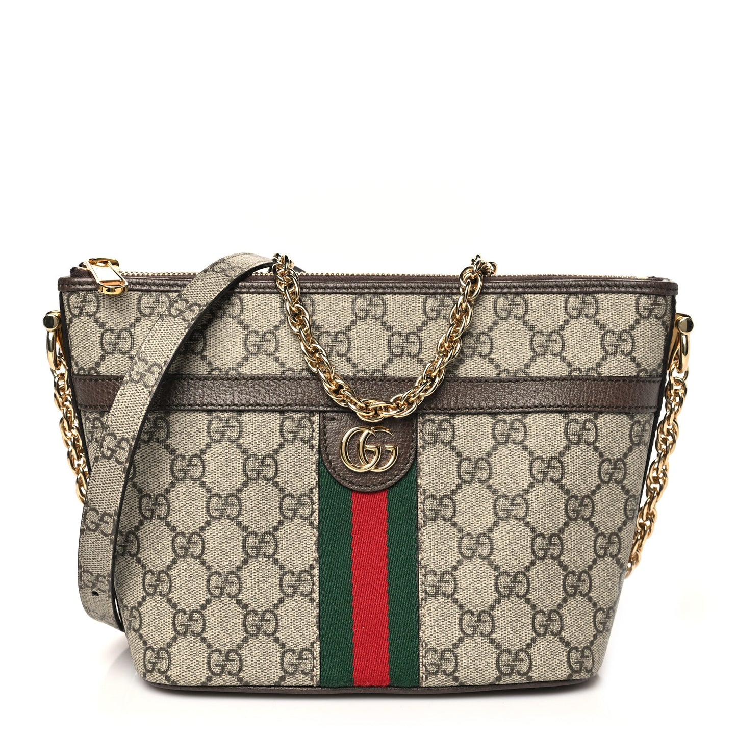 GG Supreme Monogram Web Mini Ophidia Shoulder Bag Brown